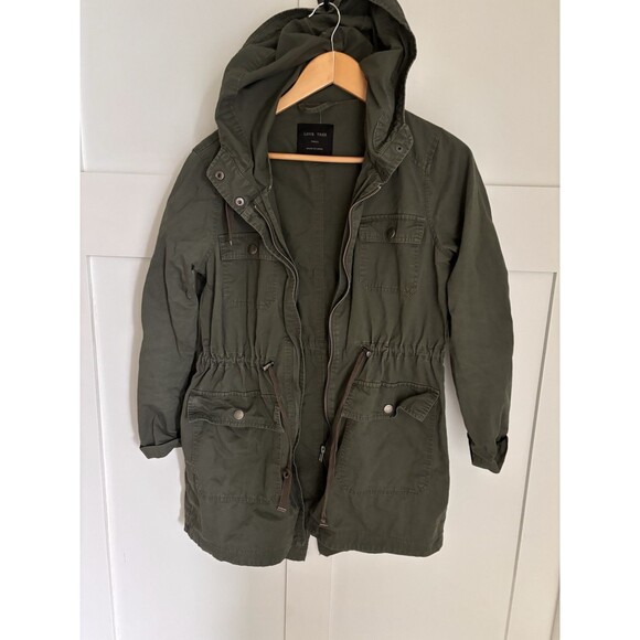 Women’s Love Tree Army Olive Green Khaki Utility Military Jacket Coat Size Small - Picture 2 of 8